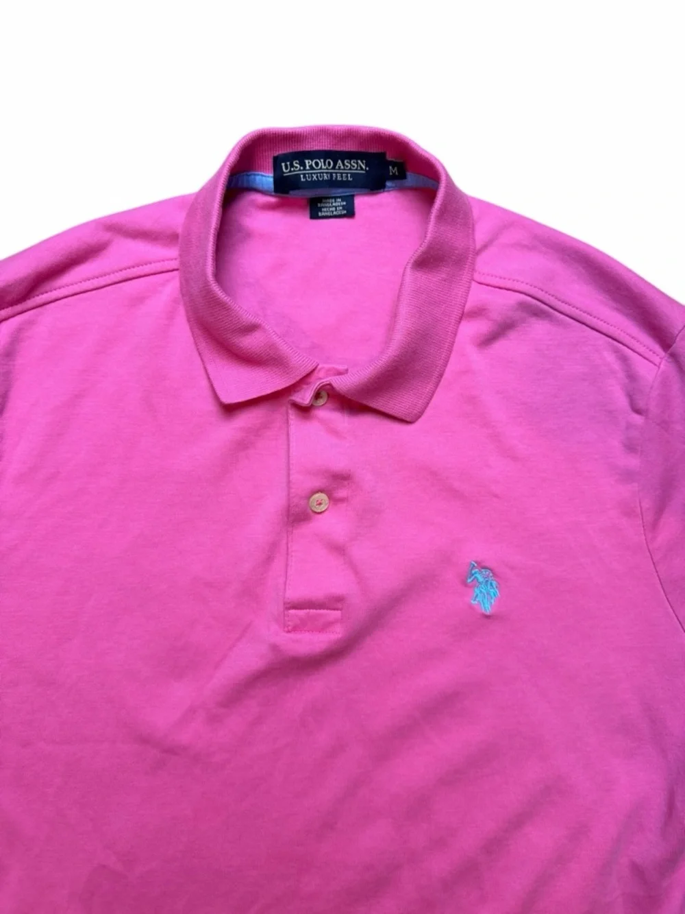 U.S. Polo Assn. Luxury Feel Men’s M Hot Pink Polo Shirt with Embroidered Pony